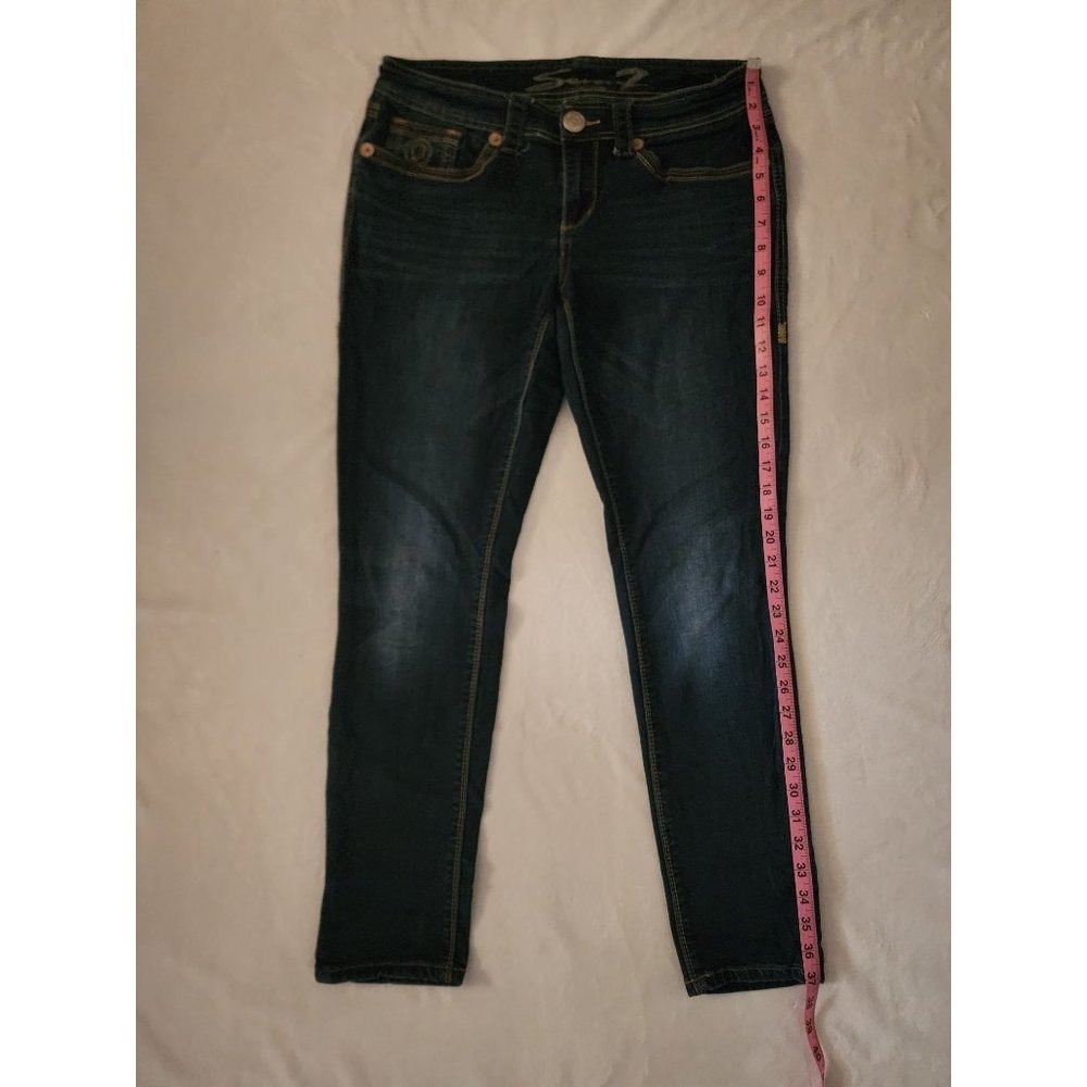 Seven7 Women's Dark Wash Mid Rise Cotton-Blend Skinny Jeans Size 10 - Picture 14 of 14